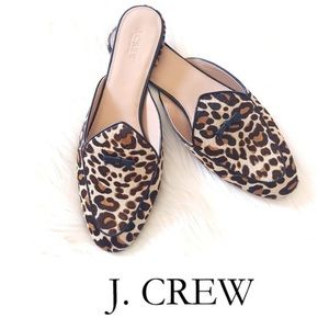 J. Crew Piped Loafer Mules in Calf Hair